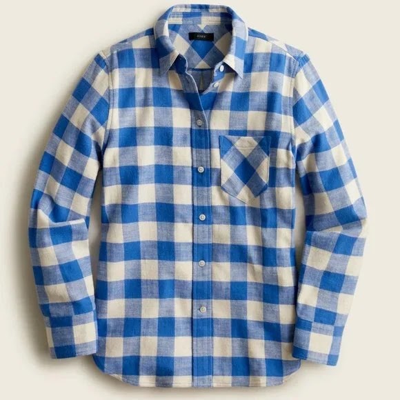 J. Crew Women’s Blue Flannel Button Down - Picture 2 of 4